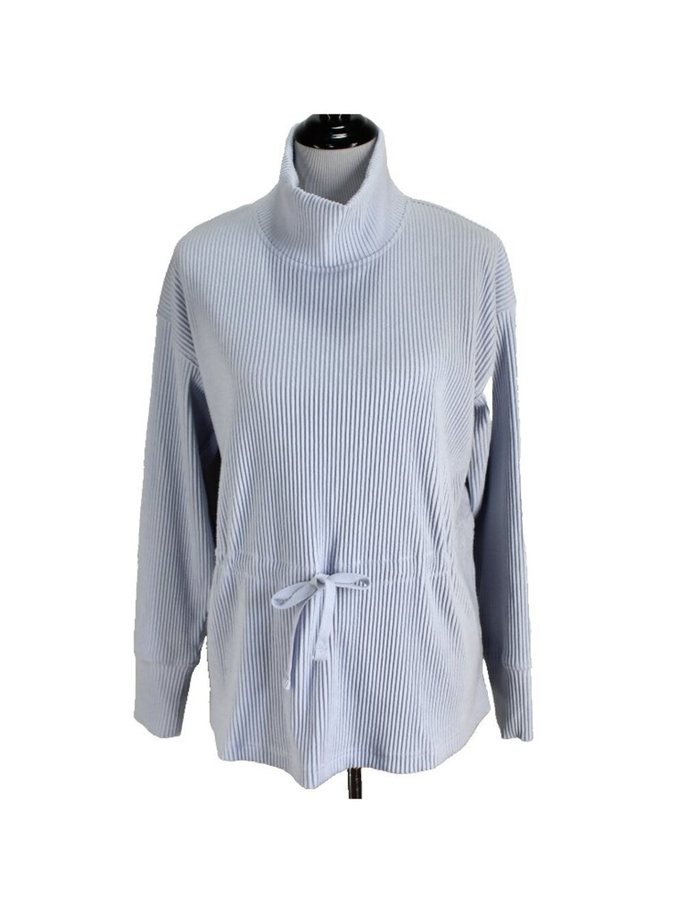 Haven Well Within Ottoman Rib Drawstring Waist Tunic Womens Sz S Blue Mock Neck